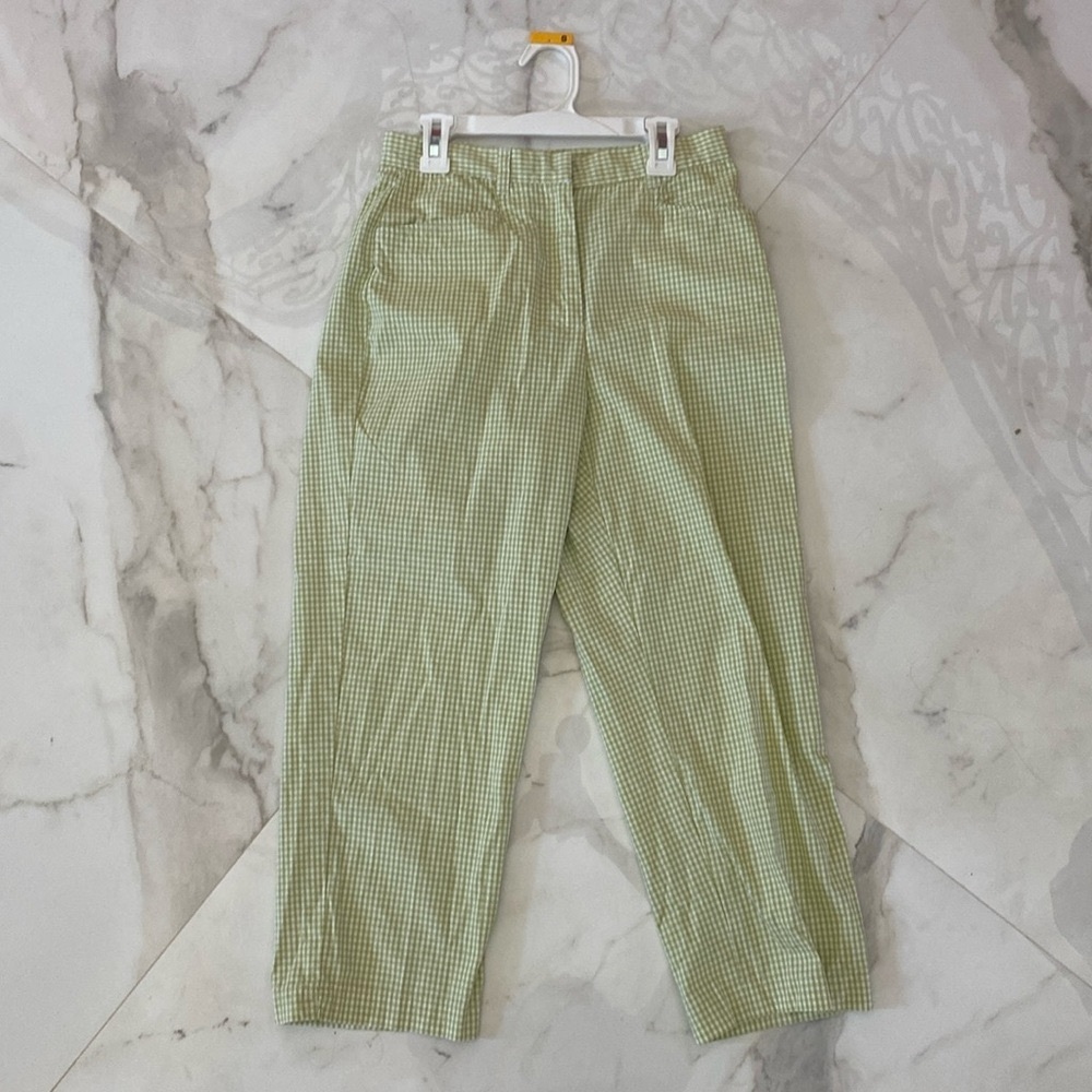Vintage cotton gingham plaid capri pants